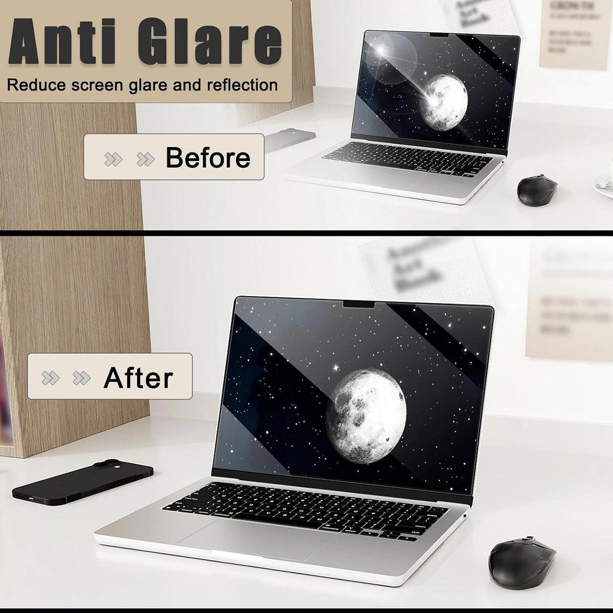 Pack 2 Films Protecteurs d'Écran MacBook Air 13,6" M5/M4/M3/M2 (2022-2026) – 5H Haute Définition Anti-Rayures