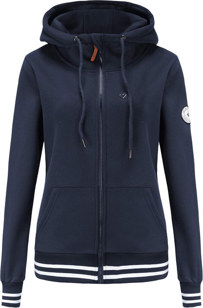 TrendiMax Sweat à Capuche Femmes avec Poches Manches Longues Manteau Femme Hiver Zippé Col Montant Hoodie Femme Chaude Douce Confortable - PATOGAZ