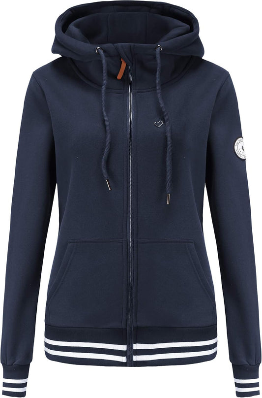 TrendiMax Sweat à Capuche Femmes avec Poches Manches Longues Manteau Femme Hiver Zippé Col Montant Hoodie Femme Chaude Douce Confortable - PATOGAZ