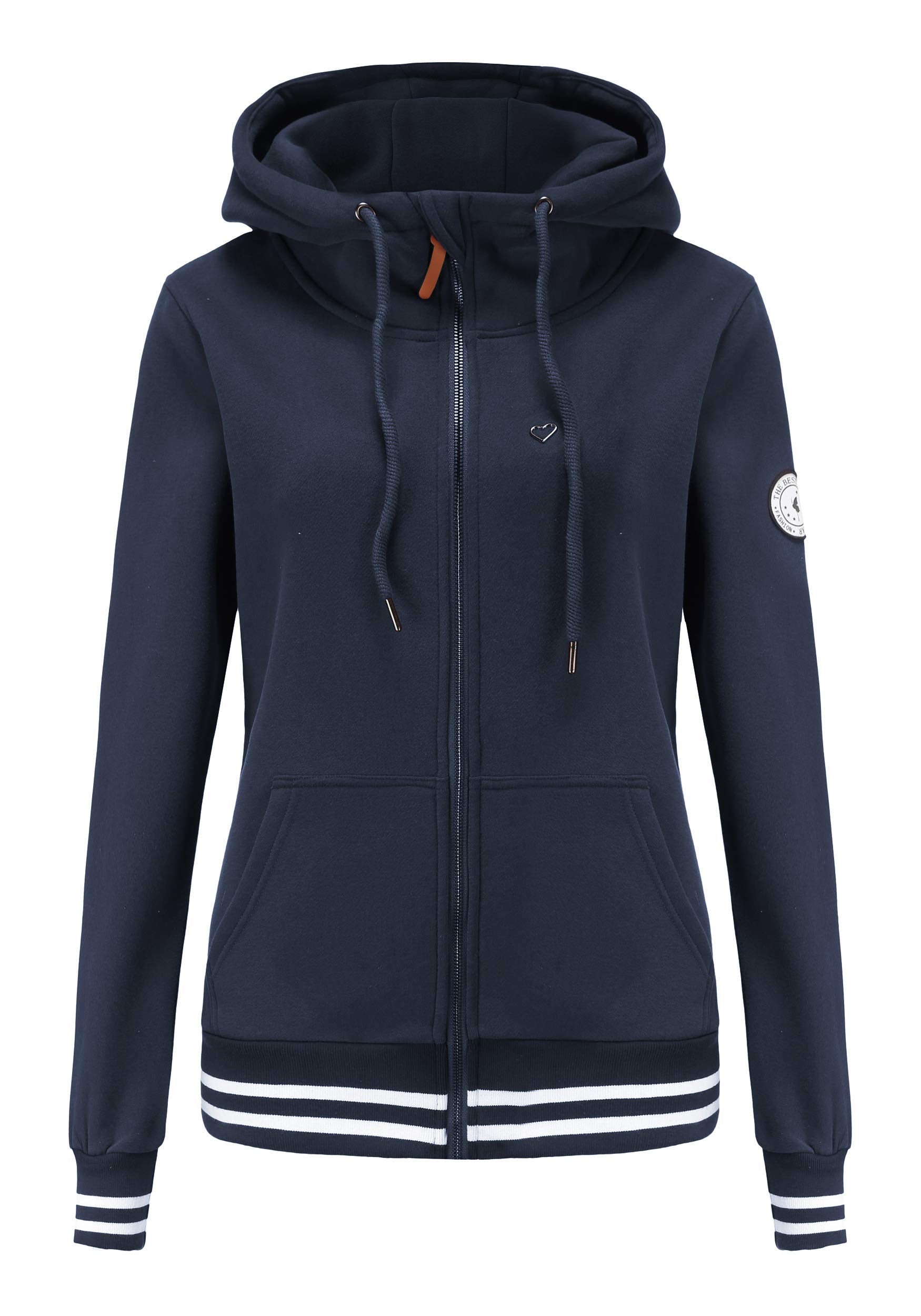 TrendiMax Sweat à Capuche Femmes avec Poches Manches Longues Manteau Femme Hiver Zippé Col Montant Hoodie Femme Chaude Douce Confortable - PATOGAZ
