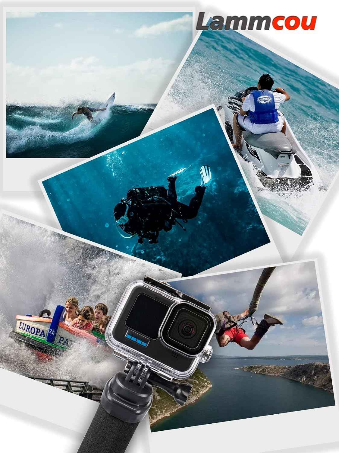 Lammcou Poignée Flottante, Go Pro étanche Handler pour plongée sous-Marine, Monopode avec Corde de sécurité et Bracelet, Floating Hand Grip pour Hero 13 12 11 10 9 Go3 X3 Accessoires | Monopode avec Corde de sécurité et Bracelet, Floating Hand Grip pour H