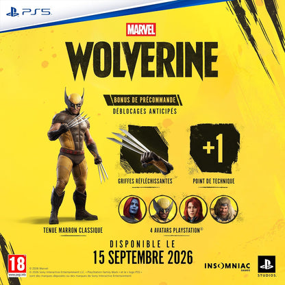 Sony, Marvel's Wolverine, Édition Standard, Version Physique avec CD, En Français, Un joueur, Pour PlayStation 5 et PS5 PRO - PATOGAZ