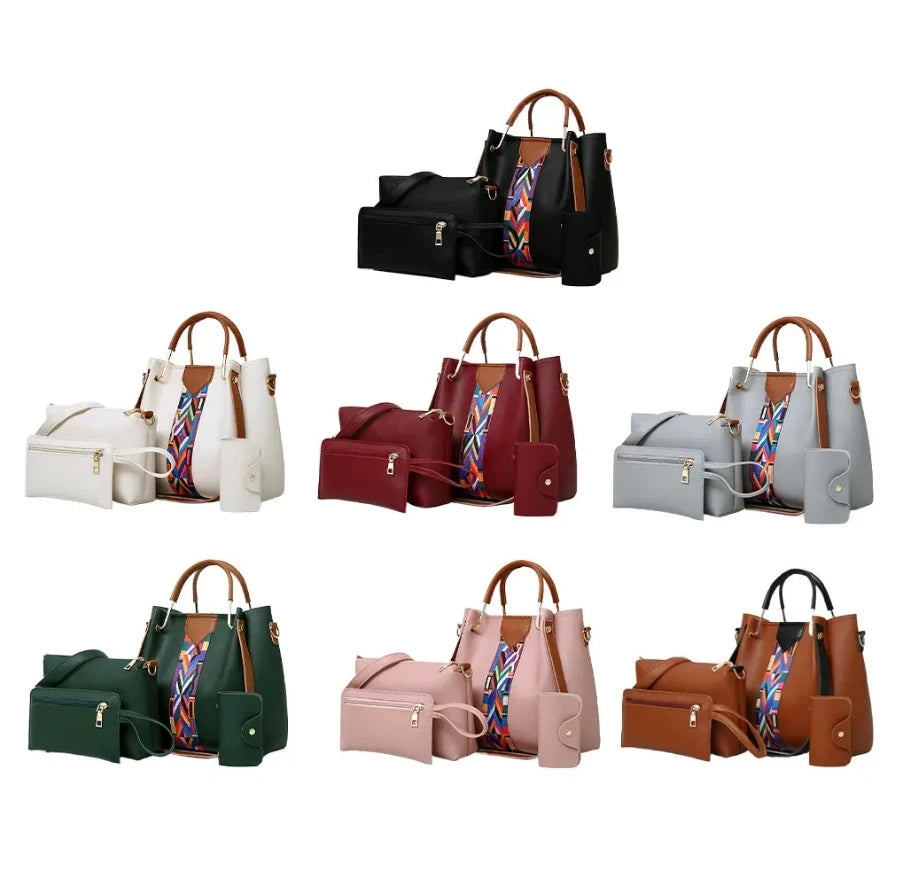 Women's Fashion Four Piece Set Mother Bag Trendy Handheld One Shoulder Crossbody Bag Water Bucket Multi Piece Set Bag - PATOGAZ