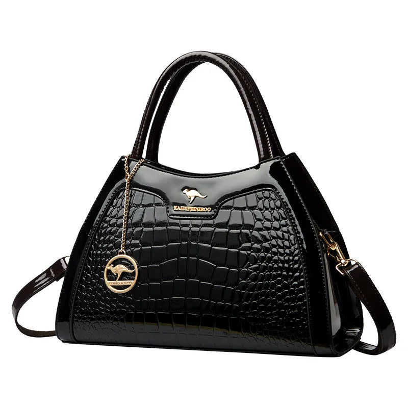 New Vintage Fashion Patent Leather Women's Atmospheric Multi-Layer Elegant Handbag Crossbody Shoulder Bag for Women - PATOGAZ