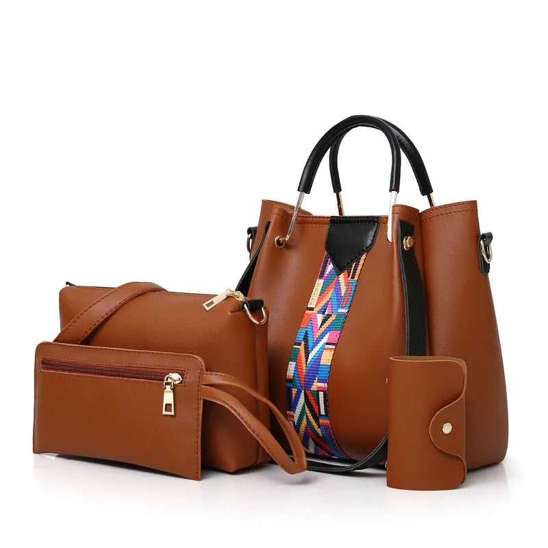 Women's Fashion Four Piece Set Mother Bag Trendy Handheld One Shoulder Crossbody Bag Water Bucket Multi Piece Set Bag - PATOGAZ