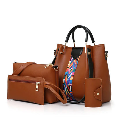Women's Fashion Four Piece Set Mother Bag Trendy Handheld One Shoulder Crossbody Bag Water Bucket Multi Piece Set Bag - PATOGAZ