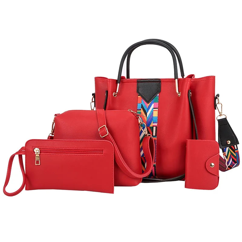 Women's Fashion Four Piece Set Mother Bag Trendy Handheld One Shoulder Crossbody Bag Water Bucket Multi Piece Set Bag - PATOGAZ