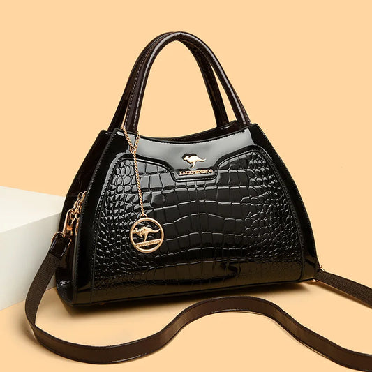 New Vintage Fashion Patent Leather Women's Atmospheric Multi-Layer Elegant Handbag Crossbody Shoulder Bag for Women - PATOGAZ