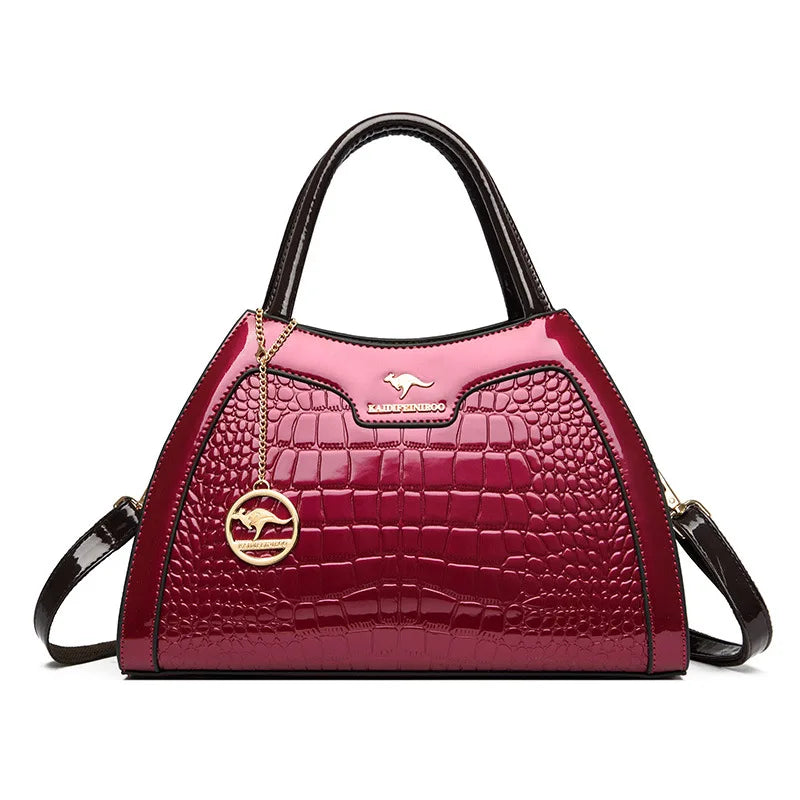 New Vintage Fashion Patent Leather Women's Atmospheric Multi-Layer Elegant Handbag Crossbody Shoulder Bag for Women - PATOGAZ