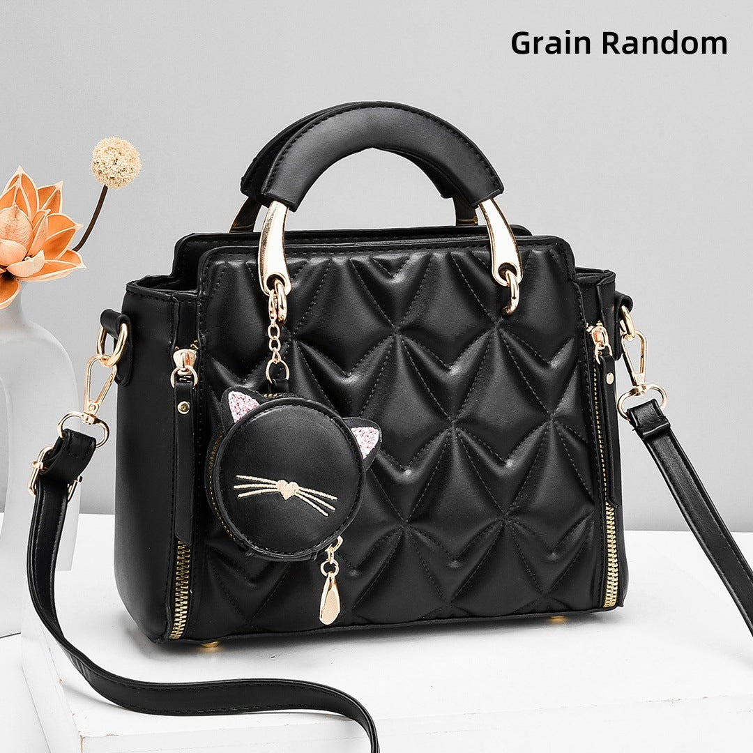 [Foreign Trade Women's Bag] Soft Surface Embossed Handbag Casual Messenger Bag Women's Shoulder Fashion Easiest for Match Handbag - PATOGAZ