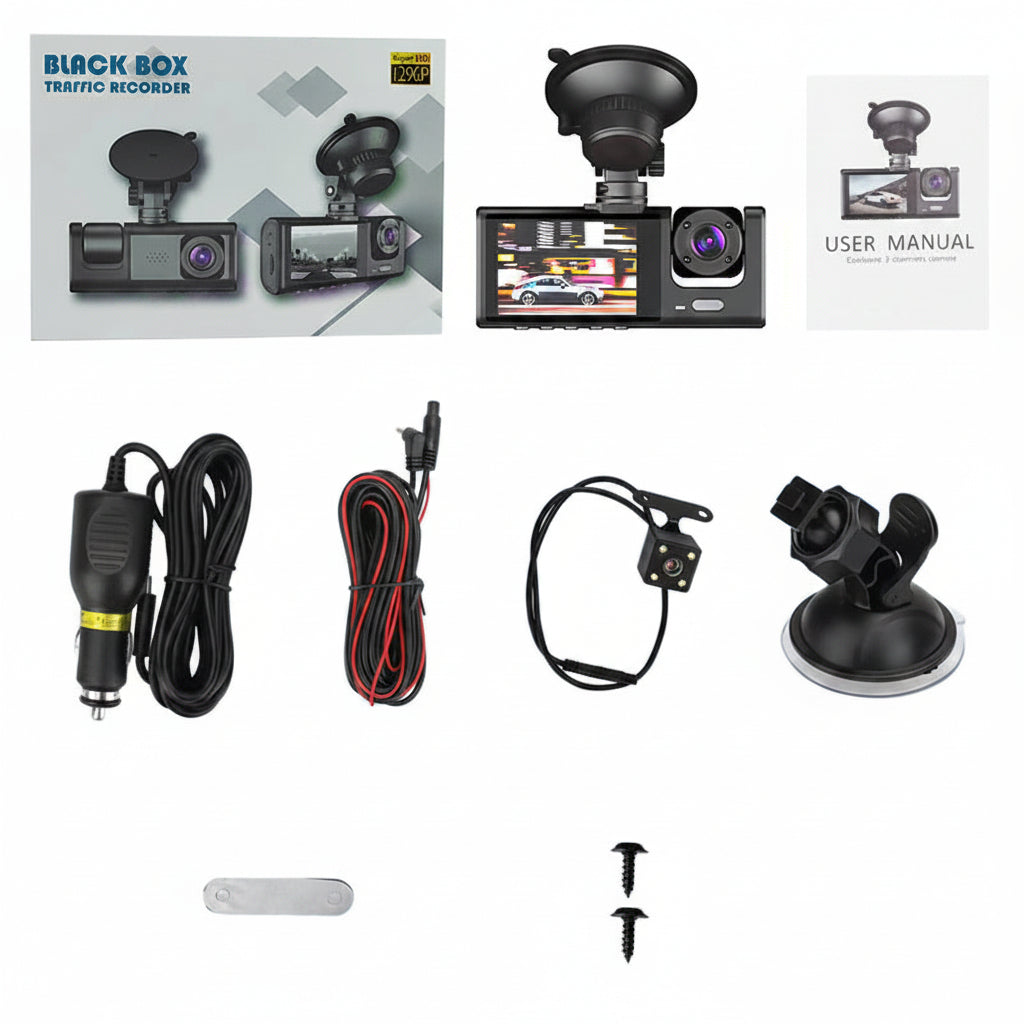 New Cross-Border Wireless Three-Recording Night Vision Car Surveillance Video Tape Wifi Connected to Mobile Phone Three-Lens Driving Recorder - PATOGAZ