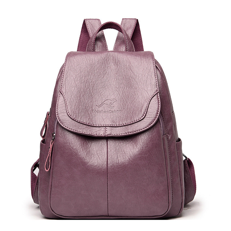Barrel Kangaroo Women's Bag 2025 New genuine goods Women's Large Capacity Soft Leather Backpack Simple Fashion Travel Bag - PATOGAZ