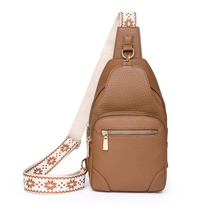 Cross-border Women's Chest Bag Soft Leather Fashion New Chest Crossbody Bag 2024 All-match Outgoing Backpack Casual Shoulder Bag - PATOGAZ
