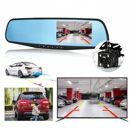 Hd 4.3inch Front and Rear Dual Recording Rearview Mirror Driving Recorder Wide Angle Dual Camera Dual Lens Wide Angle Hd - PATOGAZ