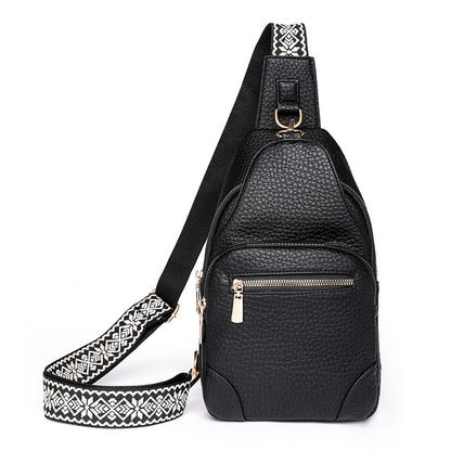 Cross-border Women's Chest Bag Soft Leather Fashion New Chest Crossbody Bag 2024 All-match Outgoing Backpack Casual Shoulder Bag - PATOGAZ
