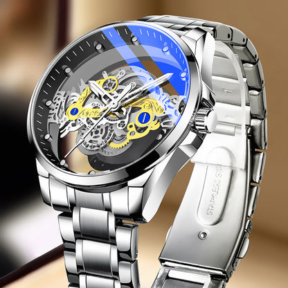Cross-Border Dropshipping New Double-Sided Hollow Fully Automatic Movement Non-Mechanical Watch Tourbillon Watch Men's Waterproof - PATOGAZ