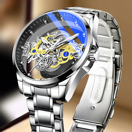 Cross-Border Dropshipping New Double-Sided Hollow Fully Automatic Movement Non-Mechanical Watch Tourbillon Watch Men's Waterproof - PATOGAZ