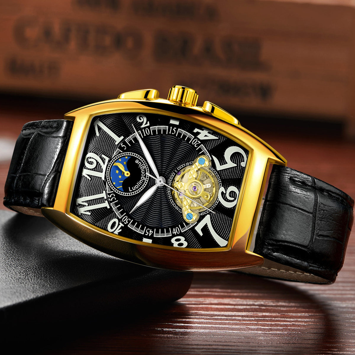 Barrel Type Fully Automatic Wheel Hollow Mechanical Watch Men's Business Simple Fashion Multifunctional Watch Wholesale - PATOGAZ