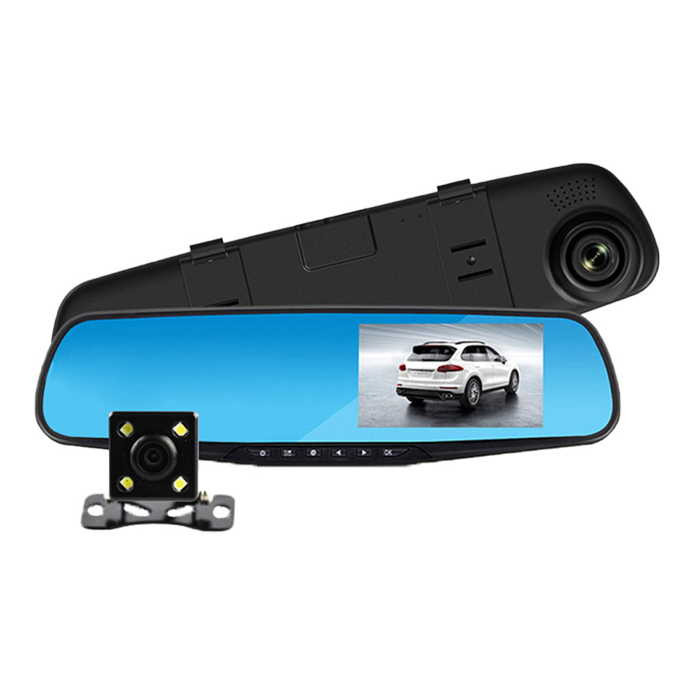 Hd 4.3inch Front and Rear Dual Recording Rearview Mirror Driving Recorder Wide Angle Dual Camera Dual Lens Wide Angle Hd - PATOGAZ