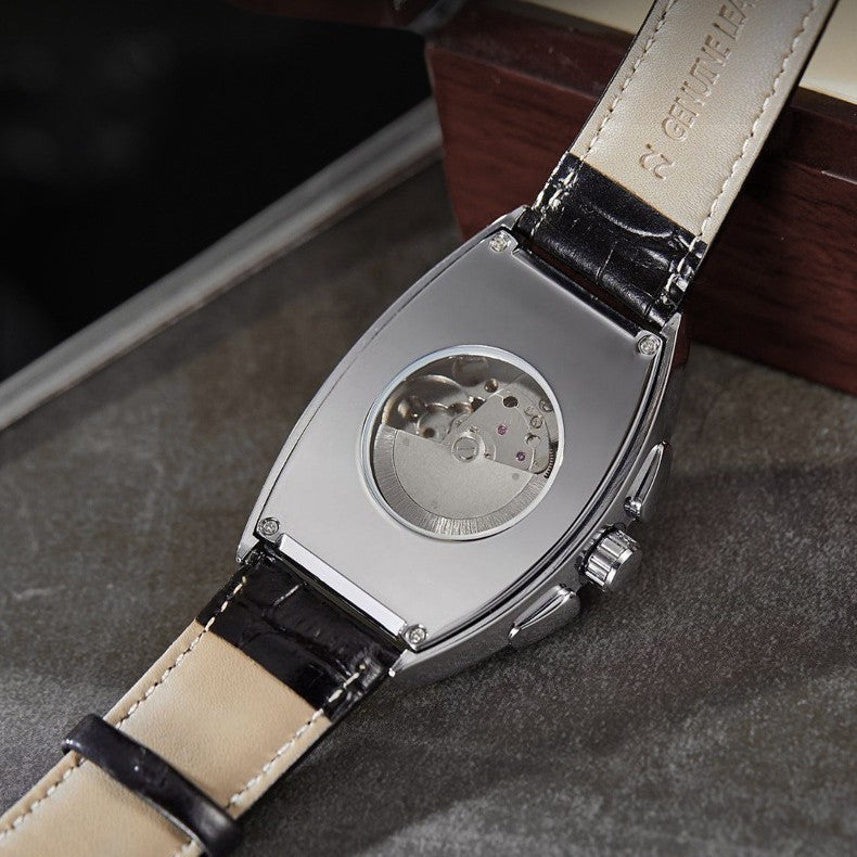 Barrel Type Fully Automatic Wheel Hollow Mechanical Watch Men's Business Simple Fashion Multifunctional Watch Wholesale - PATOGAZ