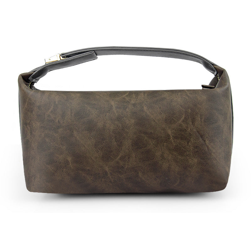 Retro crazy horse pu leather new cross-border cosmetic bag Europe and the United States large capacity travel multi-functional portable washing and storage bag - PATOGAZ