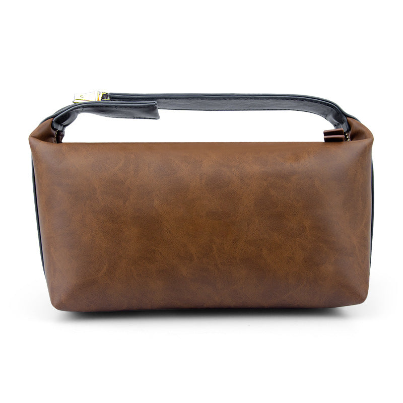 Retro crazy horse pu leather new cross-border cosmetic bag Europe and the United States large capacity travel multi-functional portable washing and storage bag - PATOGAZ
