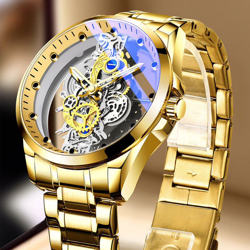 Cross-Border Dropshipping New Double-Sided Hollow Fully Automatic Movement Non-Mechanical Watch Tourbillon Watch Men's Waterproof - PATOGAZ