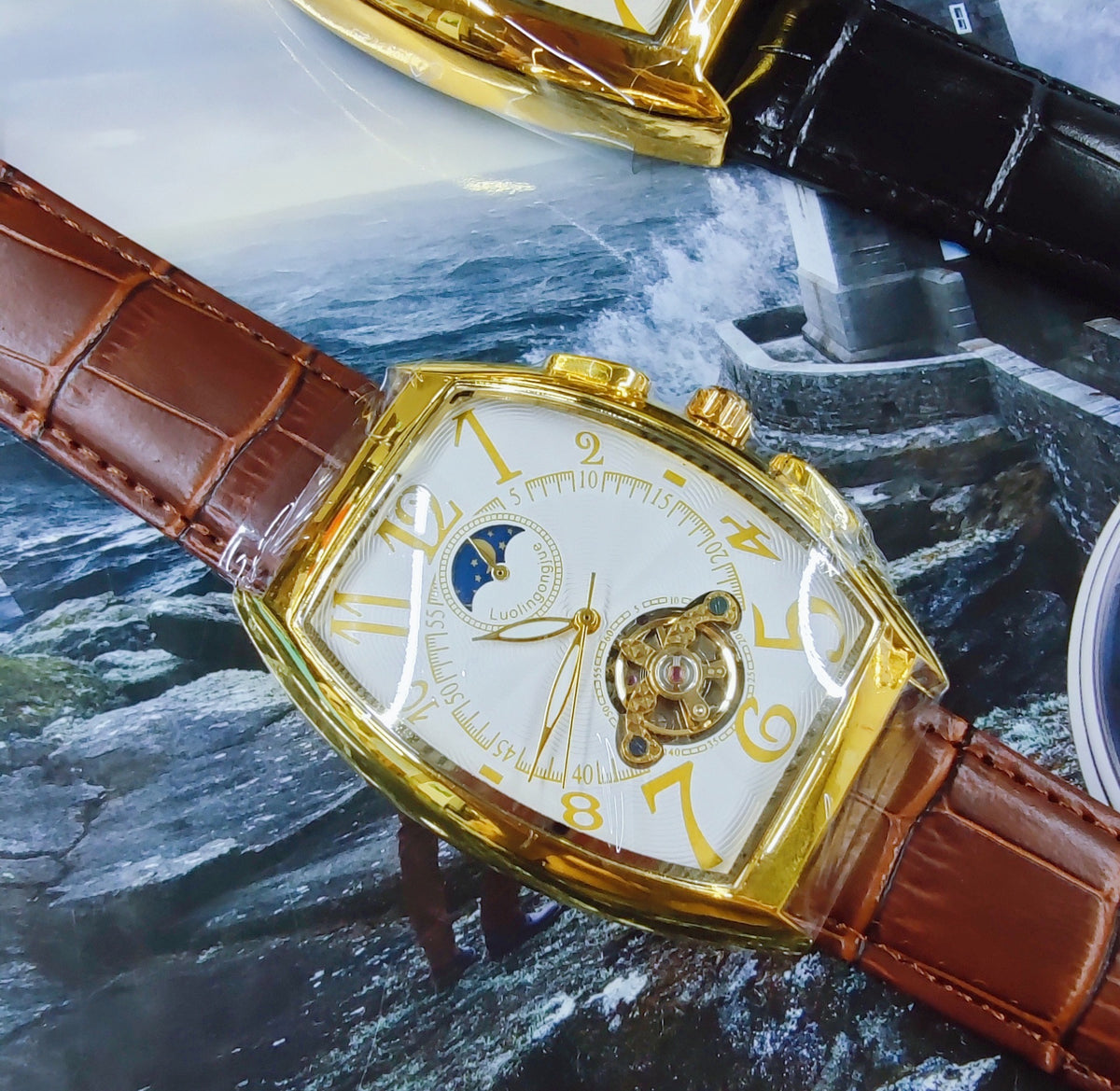 Barrel Type Fully Automatic Wheel Hollow Mechanical Watch Men's Business Simple Fashion Multifunctional Watch Wholesale - PATOGAZ