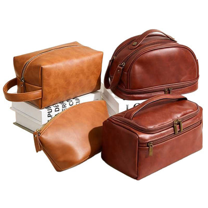 Retro crazy horse pu leather new cross-border cosmetic bag Europe and the United States large capacity travel multi-functional portable washing and storage bag - PATOGAZ