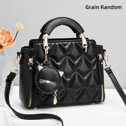 [Foreign Trade Women's Bag] Soft Surface Embossed Handbag Casual Messenger Bag Women's Shoulder Fashion Easiest for Match Handbag - PATOGAZ