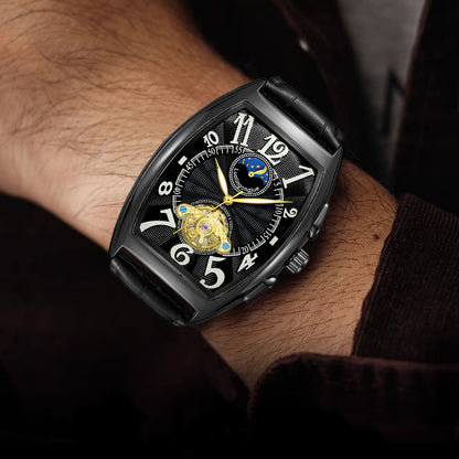 Barrel Type Fully Automatic Wheel Hollow Mechanical Watch Men's Business Simple Fashion Multifunctional Watch Wholesale - PATOGAZ