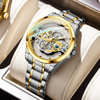 Cross-Border Dropshipping New Double-Sided Hollow Fully Automatic Movement Non-Mechanical Watch Tourbillon Watch Men's Waterproof - PATOGAZ