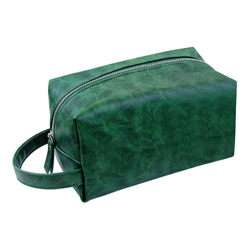 Retro crazy horse pu leather new cross-border cosmetic bag Europe and the United States large capacity travel multi-functional portable washing and storage bag - PATOGAZ