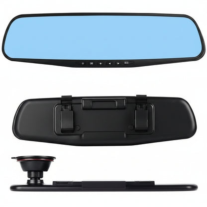 Hd 4.3inch Front and Rear Dual Recording Rearview Mirror Driving Recorder Wide Angle Dual Camera Dual Lens Wide Angle Hd - PATOGAZ