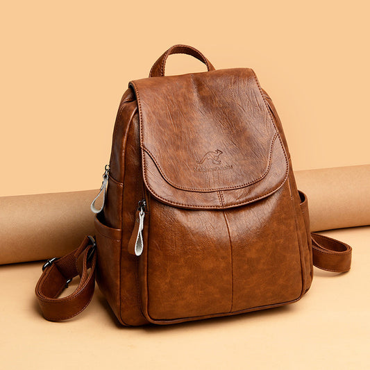 Barrel Kangaroo Women's Bag 2025 New genuine goods Women's Large Capacity Soft Leather Backpack Simple Fashion Travel Bag - PATOGAZ