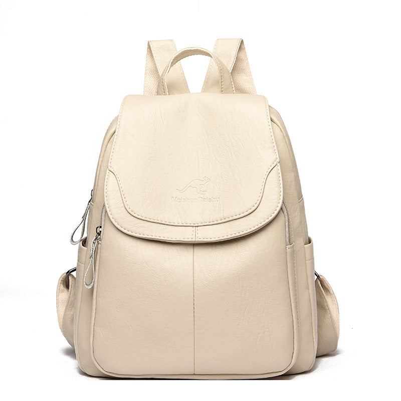 Barrel Kangaroo Women's Bag 2025 New genuine goods Women's Large Capacity Soft Leather Backpack Simple Fashion Travel Bag - PATOGAZ