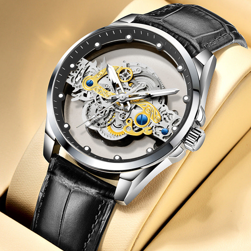 Cross-Border Dropshipping New Double-Sided Hollow Fully Automatic Movement Non-Mechanical Watch Tourbillon Watch Men's Waterproof - PATOGAZ