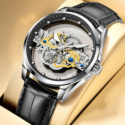 Cross-Border Dropshipping New Double-Sided Hollow Fully Automatic Movement Non-Mechanical Watch Tourbillon Watch Men's Waterproof - PATOGAZ