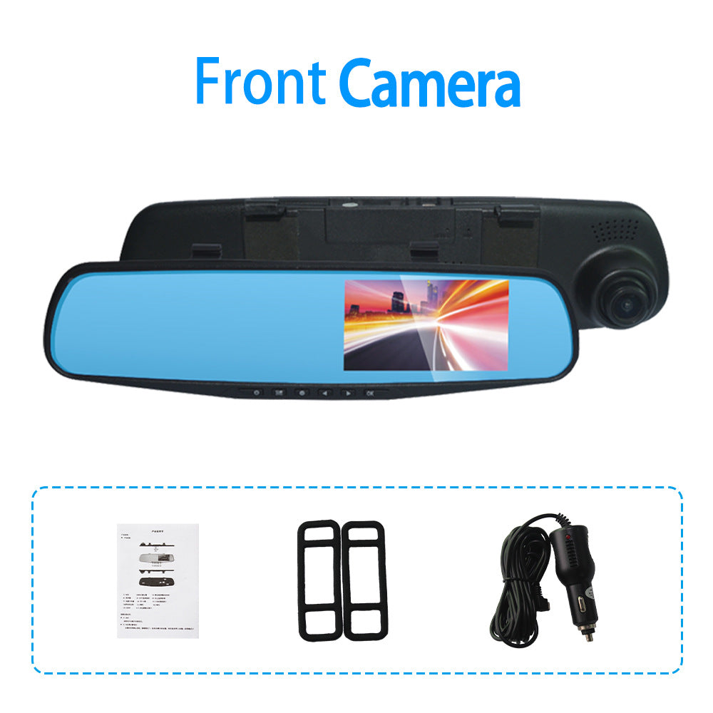 Hd 4.3inch Front and Rear Dual Recording Rearview Mirror Driving Recorder Wide Angle Dual Camera Dual Lens Wide Angle Hd - PATOGAZ