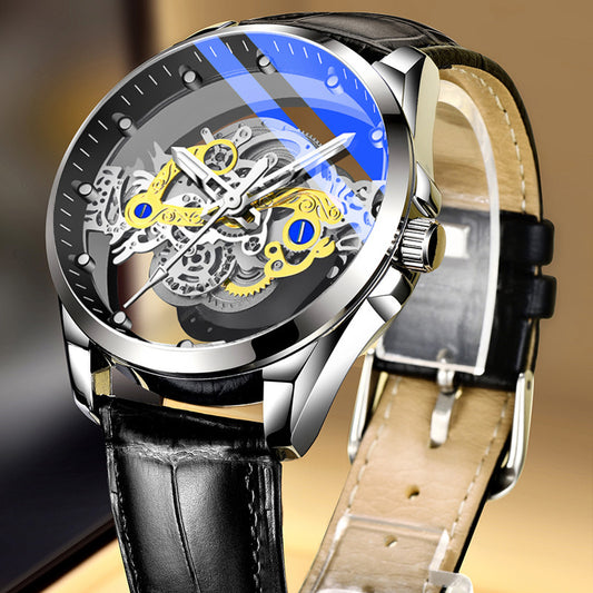 Cross-Border Dropshipping New Double-Sided Hollow Fully Automatic Movement Non-Mechanical Watch Tourbillon Watch Men's Waterproof - PATOGAZ