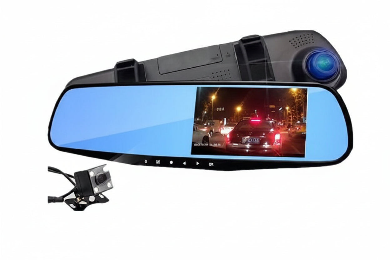 Hd 4.3inch Front and Rear Dual Recording Rearview Mirror Driving Recorder Wide Angle Dual Camera Dual Lens Wide Angle Hd - PATOGAZ