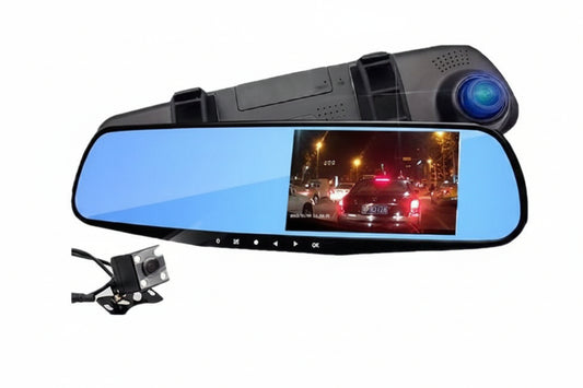Hd 4.3inch Front and Rear Dual Recording Rearview Mirror Driving Recorder Wide Angle Dual Camera Dual Lens Wide Angle Hd - PATOGAZ