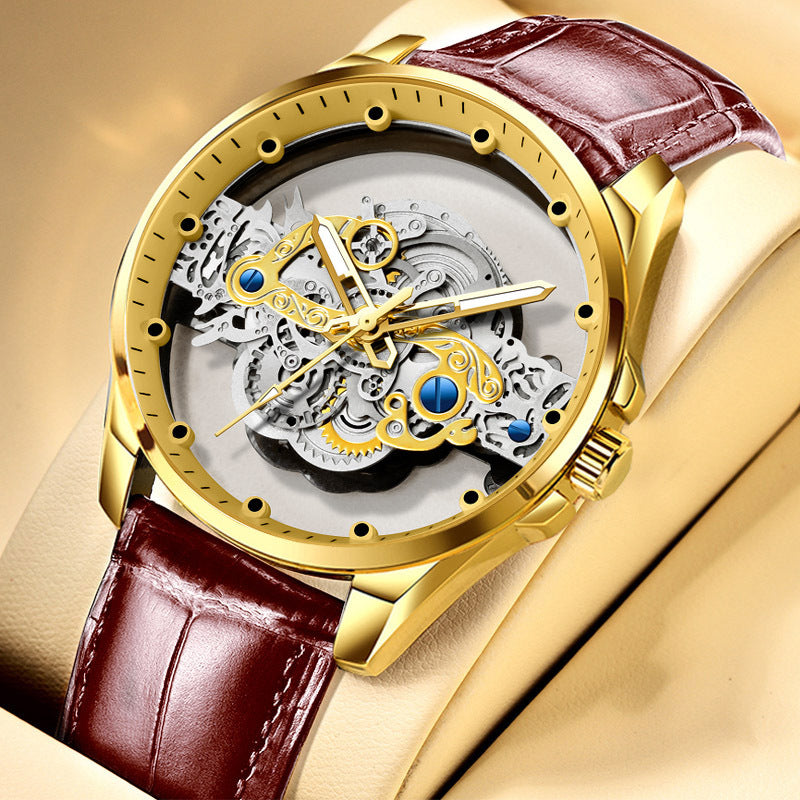 Cross-Border Dropshipping New Double-Sided Hollow Fully Automatic Movement Non-Mechanical Watch Tourbillon Watch Men's Waterproof - PATOGAZ