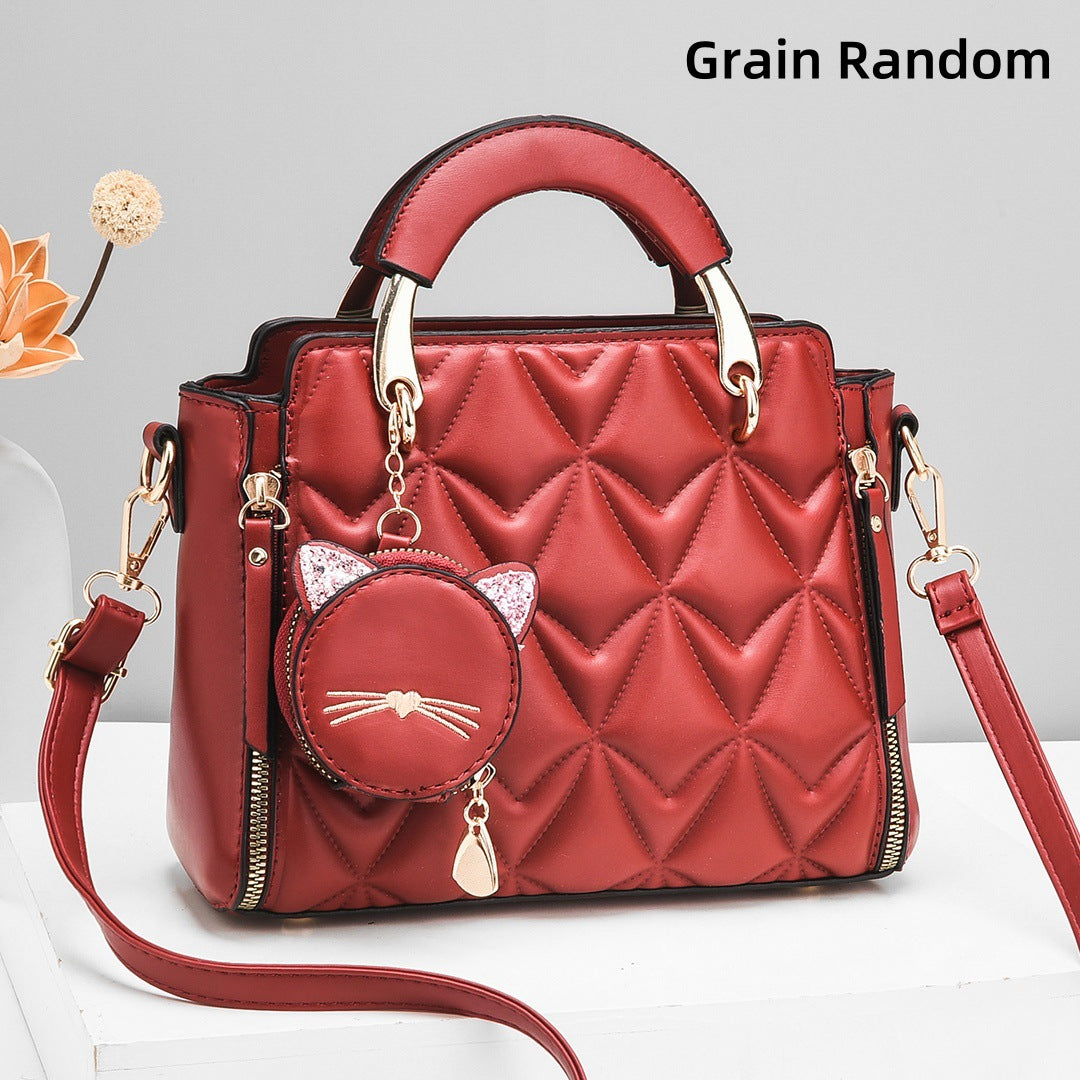 [Foreign Trade Women's Bag] Soft Surface Embossed Handbag Casual Messenger Bag Women's Shoulder Fashion Easiest for Match Handbag - PATOGAZ