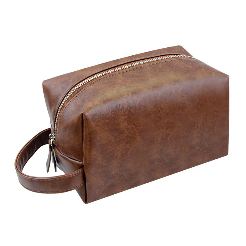 Retro crazy horse pu leather new cross-border cosmetic bag Europe and the United States large capacity travel multi-functional portable washing and storage bag - PATOGAZ