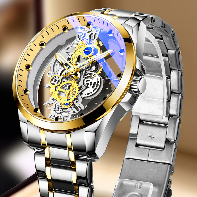 Cross-Border Dropshipping New Double-Sided Hollow Fully Automatic Movement Non-Mechanical Watch Tourbillon Watch Men's Waterproof - PATOGAZ