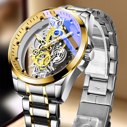 Cross-Border Dropshipping New Double-Sided Hollow Fully Automatic Movement Non-Mechanical Watch Tourbillon Watch Men's Waterproof - PATOGAZ