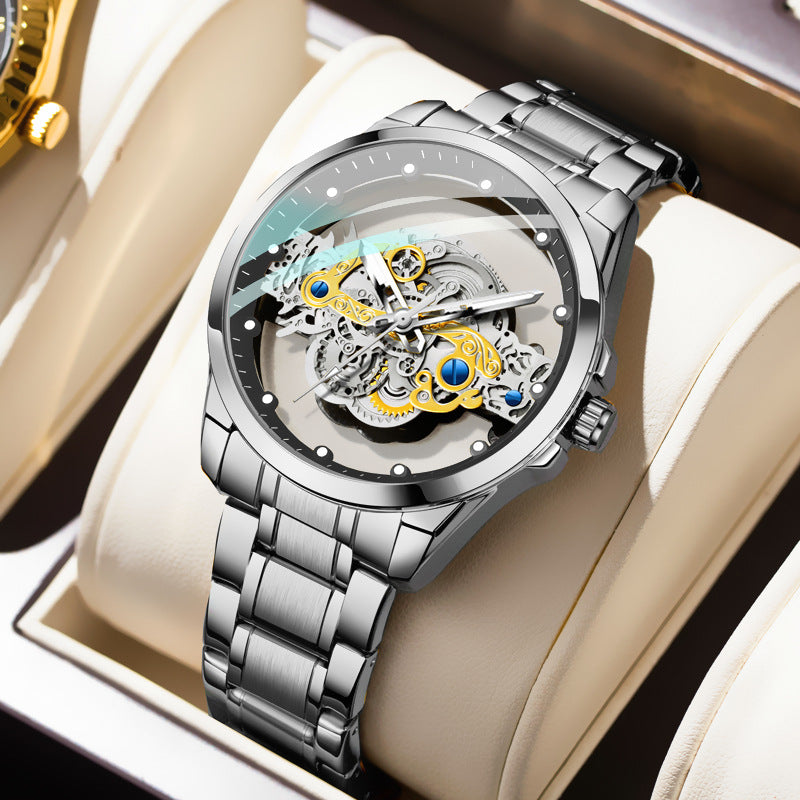Cross-Border Dropshipping New Double-Sided Hollow Fully Automatic Movement Non-Mechanical Watch Tourbillon Watch Men's Waterproof - PATOGAZ