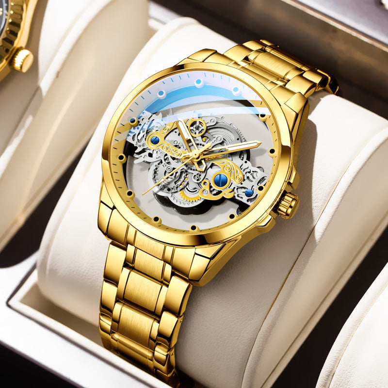 Cross-Border Dropshipping New Double-Sided Hollow Fully Automatic Movement Non-Mechanical Watch Tourbillon Watch Men's Waterproof - PATOGAZ