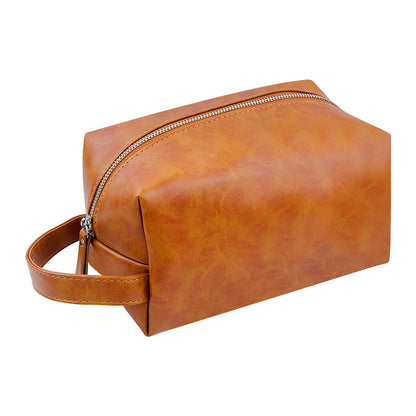 Retro crazy horse pu leather new cross-border cosmetic bag Europe and the United States large capacity travel multi-functional portable washing and storage bag - PATOGAZ
